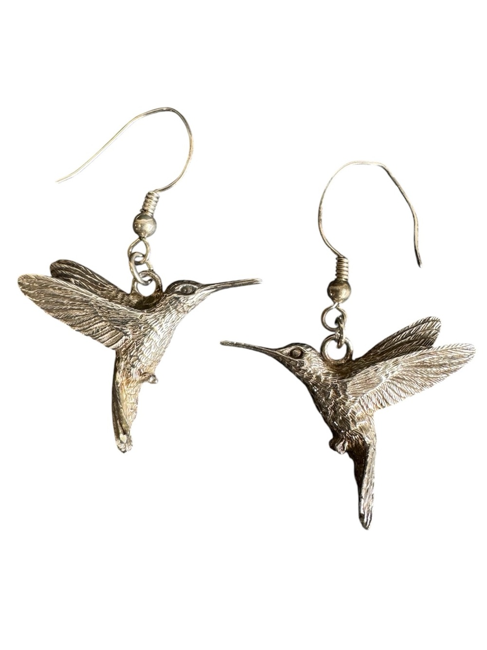 Hummingbird Earrings Sterling Silver Bird Artist Signed Tretheway 925 Vintage